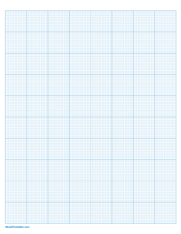 13 Squares Per Inch Blue Graph Paper : Letter-sized paper (8.5 x 11)