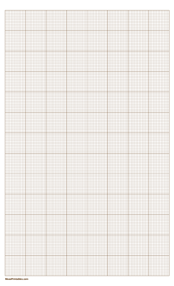 13 Squares Per Inch Brown Graph Paper : Legal-sized paper (8.5 x 14)