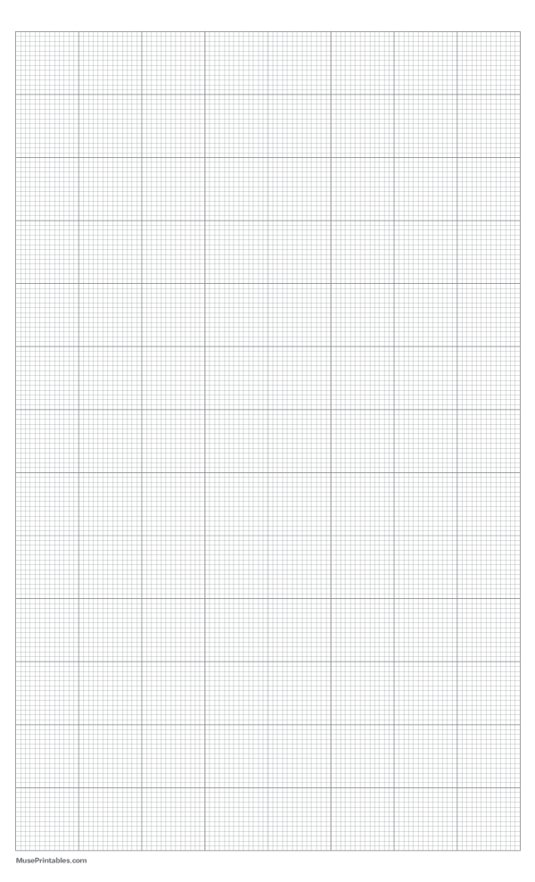 13 Squares Per Inch Gray Graph Paper : Legal-sized paper (8.5 x 14)