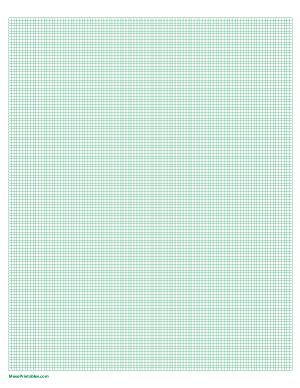 13 Squares Per Inch Green Graph Paper  - Letter