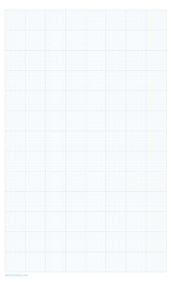 13 Squares Per Inch Light Blue Graph Paper : Legal-sized paper (8.5 x 14)