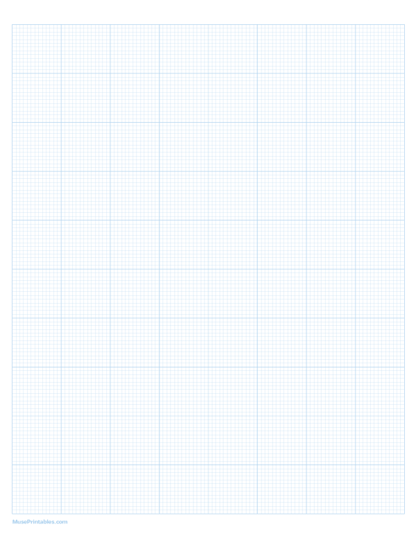 13 Squares Per Inch Light Blue Graph Paper : Letter-sized paper (8.5 x 11)