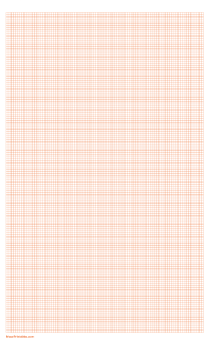 13 Squares Per Inch Orange Graph Paper  - Legal