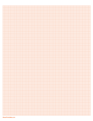13 Squares Per Inch Orange Graph Paper  - Letter