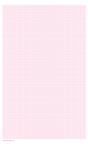 13 Squares Per Inch Pink Graph Paper  - Legal