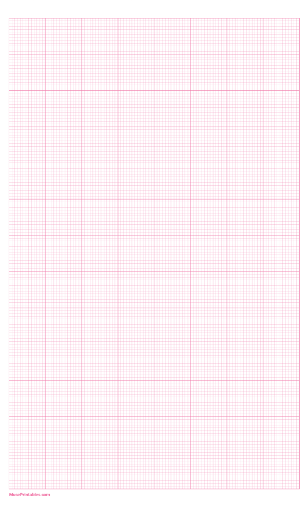 13 Squares Per Inch Pink Graph Paper : Legal-sized paper (8.5 x 14)