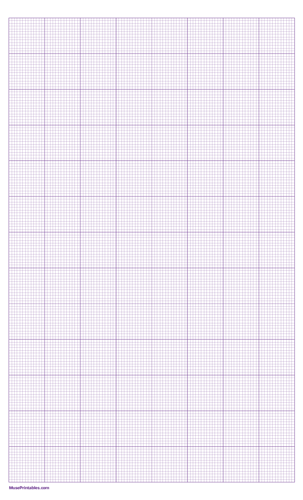 13 Squares Per Inch Purple Graph Paper : Legal-sized paper (8.5 x 14)