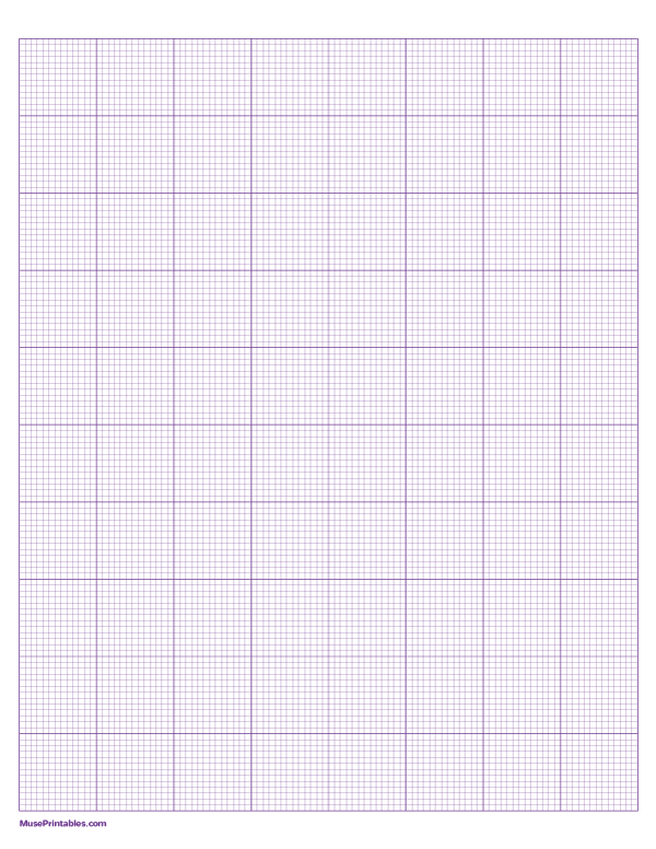 13 Squares Per Inch Purple Graph Paper : Letter-sized paper (8.5 x 11)
