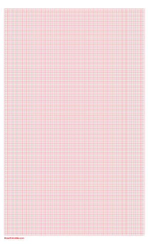 13 Squares Per Inch Red Graph Paper  - Legal