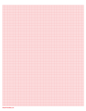 13 Squares Per Inch Red Graph Paper  - Letter