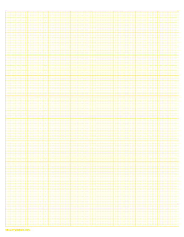 13 Squares Per Inch Yellow Graph Paper : Letter-sized paper (8.5 x 11)