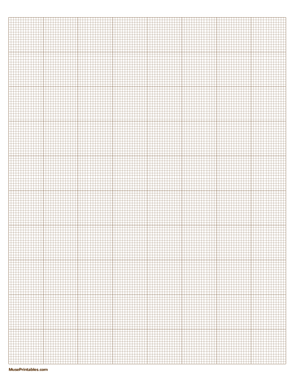 14 Squares Per Inch Brown Graph Paper : Letter-sized paper (8.5 x 11)