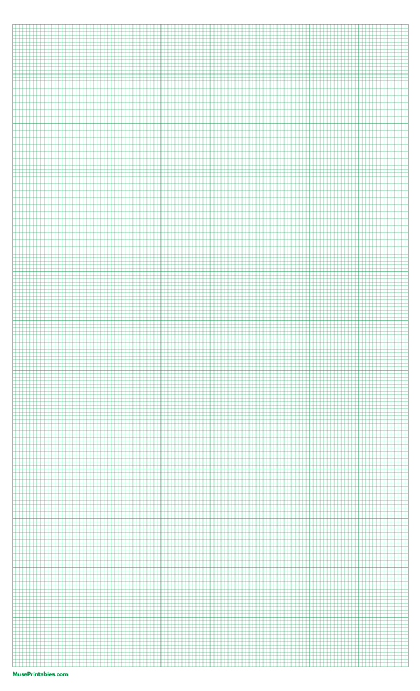 14 Squares Per Inch Green Graph Paper : Legal-sized paper (8.5 x 14)