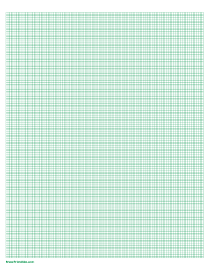 14 Squares Per Inch Green Graph Paper  - Letter