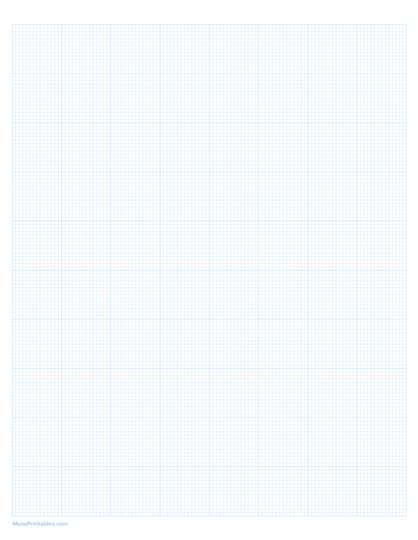 14 Squares Per Inch Light Blue Graph Paper : Letter-sized paper (8.5 x 11)