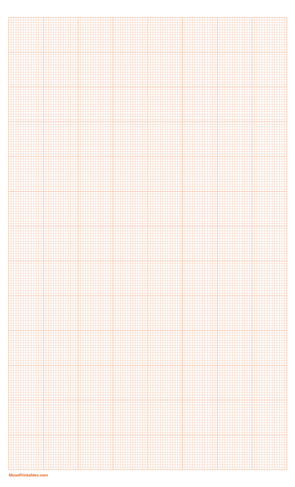 14 Squares Per Inch Orange Graph Paper : Legal-sized paper (8.5 x 14)