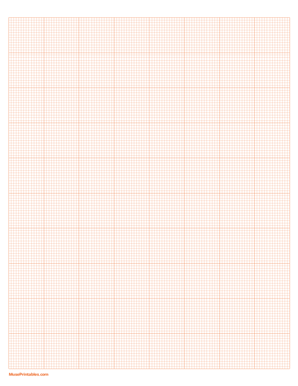 14 Squares Per Inch Orange Graph Paper : Letter-sized paper (8.5 x 11)