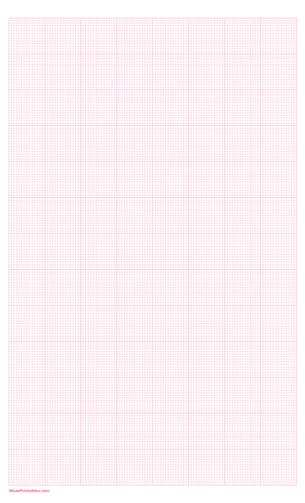 14 Squares Per Inch Pink Graph Paper : Legal-sized paper (8.5 x 14)