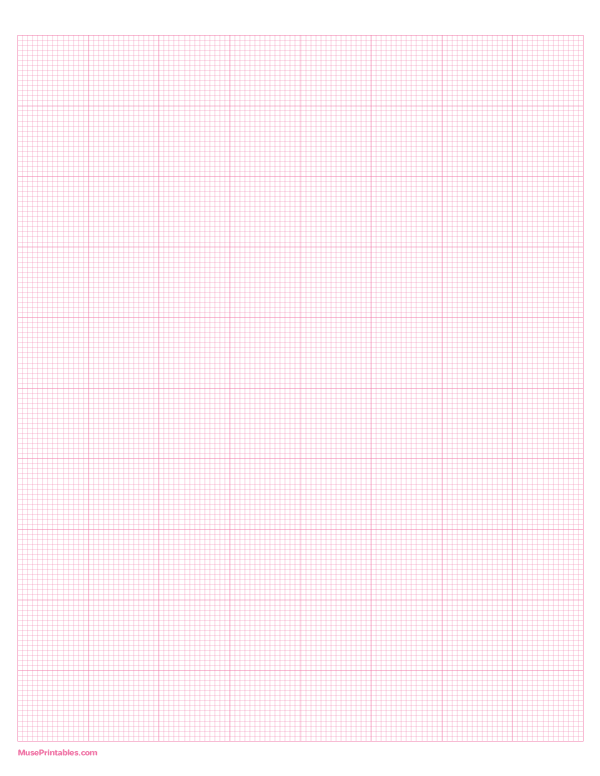 14 Squares Per Inch Pink Graph Paper : Letter-sized paper (8.5 x 11)