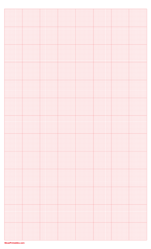 14 Squares Per Inch Red Graph Paper : Legal-sized paper (8.5 x 14)