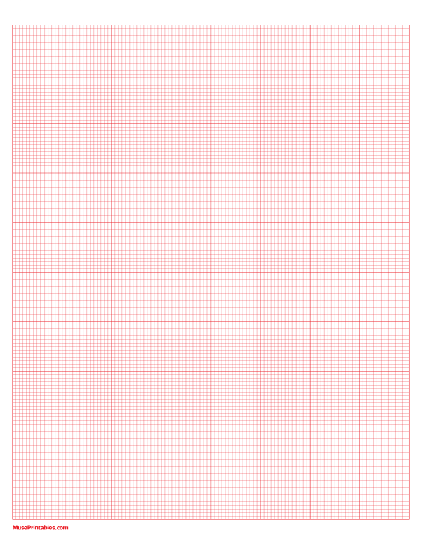 14 Squares Per Inch Red Graph Paper : Letter-sized paper (8.5 x 11)