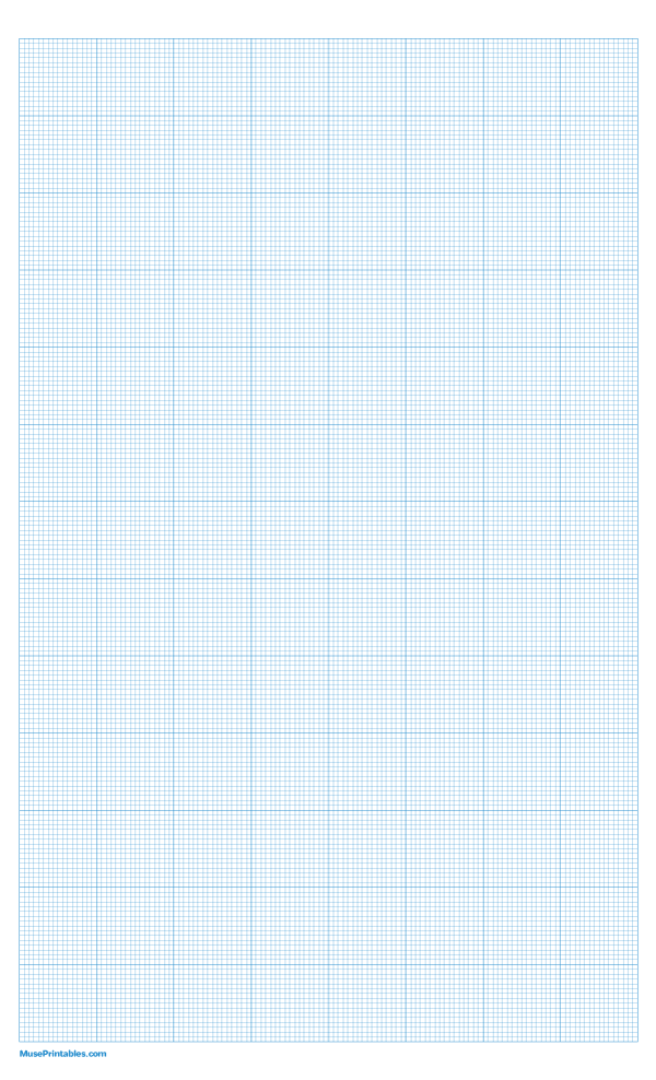 16 Squares Per Inch Blue Graph Paper : Legal-sized paper (8.5 x 14)