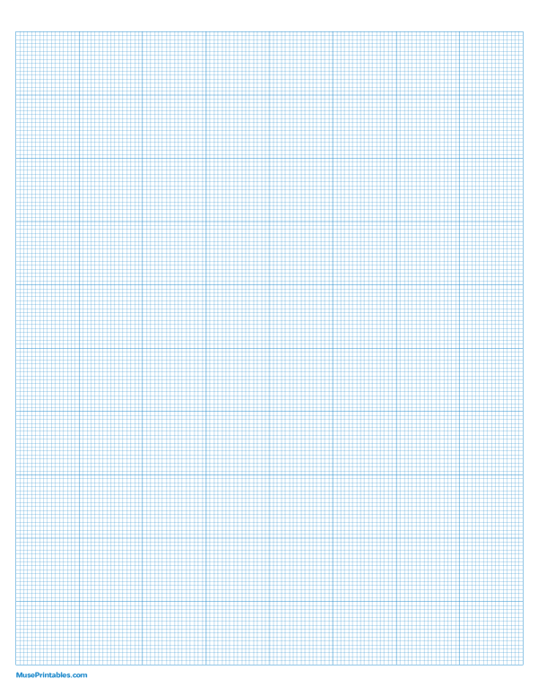 16 Squares Per Inch Blue Graph Paper : Letter-sized paper (8.5 x 11)