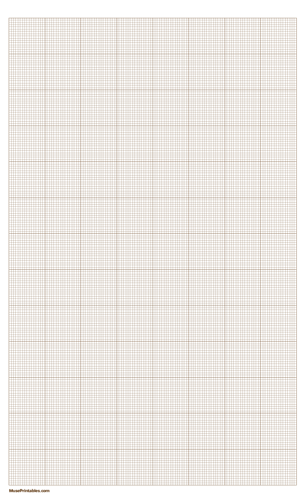 16 Squares Per Inch Brown Graph Paper : Legal-sized paper (8.5 x 14)