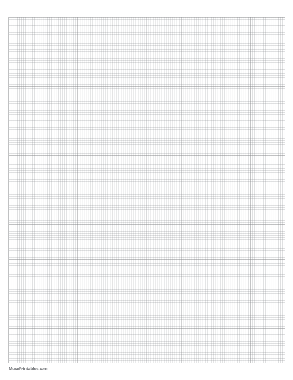 16 Squares Per Inch Gray Graph Paper : Letter-sized paper (8.5 x 11)