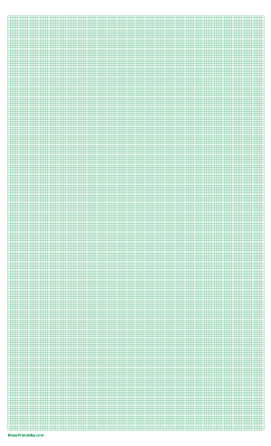 16 Squares Per Inch Green Graph Paper  - Legal