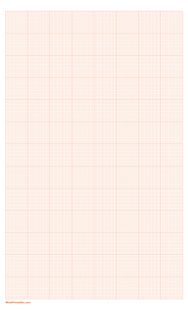 16 Squares Per Inch Orange Graph Paper : Legal-sized paper (8.5 x 14)