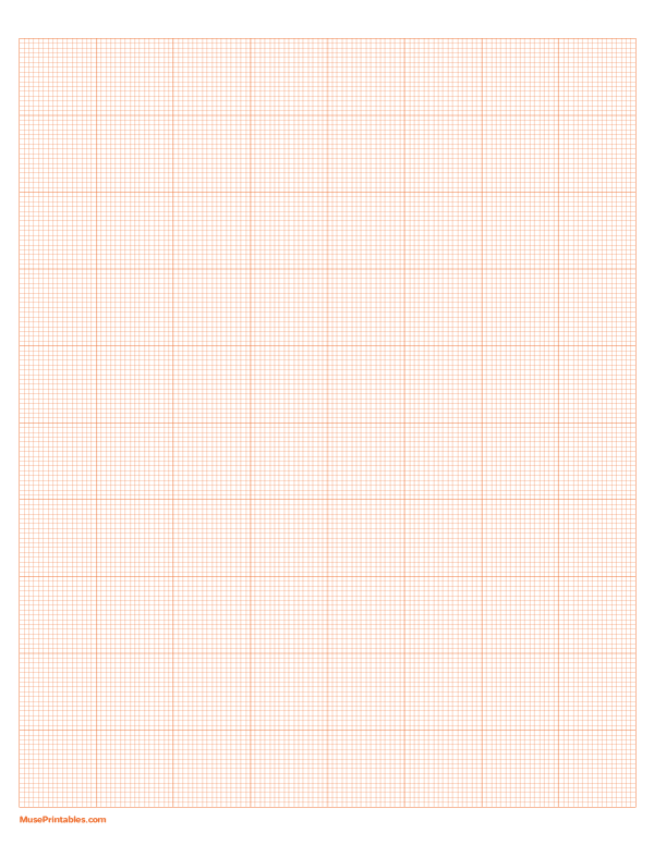 16 Squares Per Inch Orange Graph Paper : Letter-sized paper (8.5 x 11)