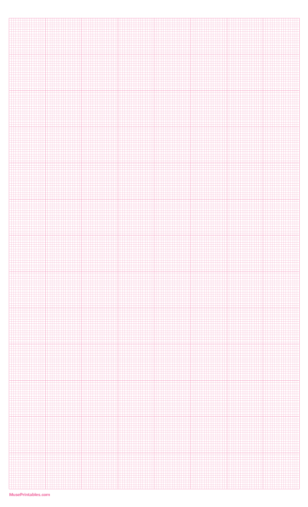 16 Squares Per Inch Pink Graph Paper : Legal-sized paper (8.5 x 14)