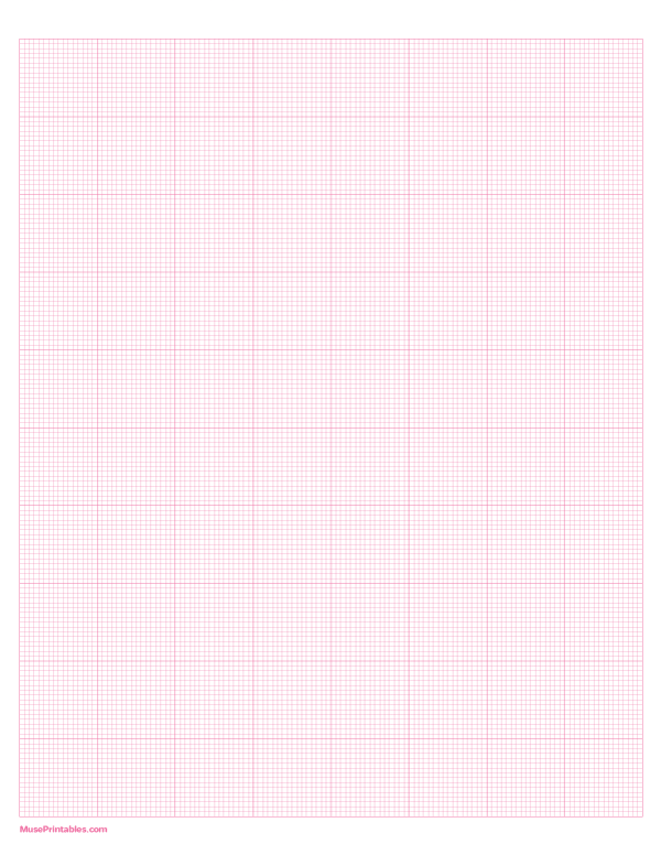 16 Squares Per Inch Pink Graph Paper : Letter-sized paper (8.5 x 11)