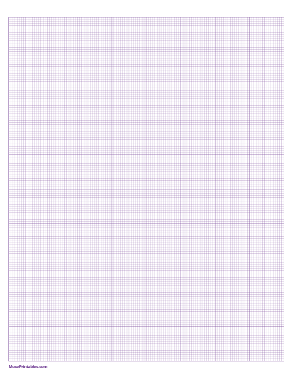 16 Squares Per Inch Purple Graph Paper : Letter-sized paper (8.5 x 11)