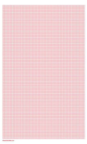 16 Squares Per Inch Red Graph Paper  - Legal