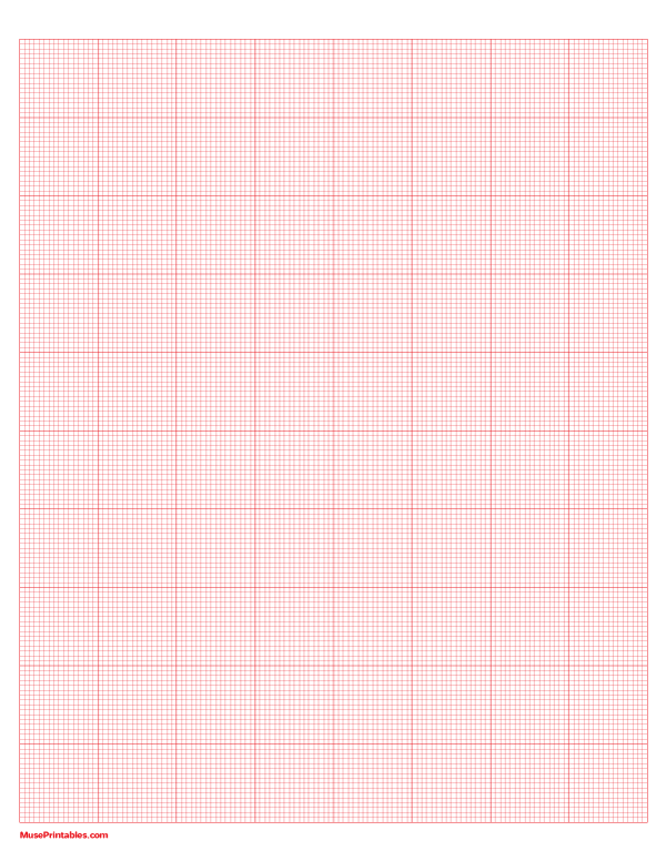 Printable 16 Squares Per Inch Red Graph Paper for Letter Paper