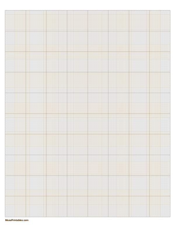 18 Squares Per Inch Brown Graph Paper : Letter-sized paper (8.5 x 11)