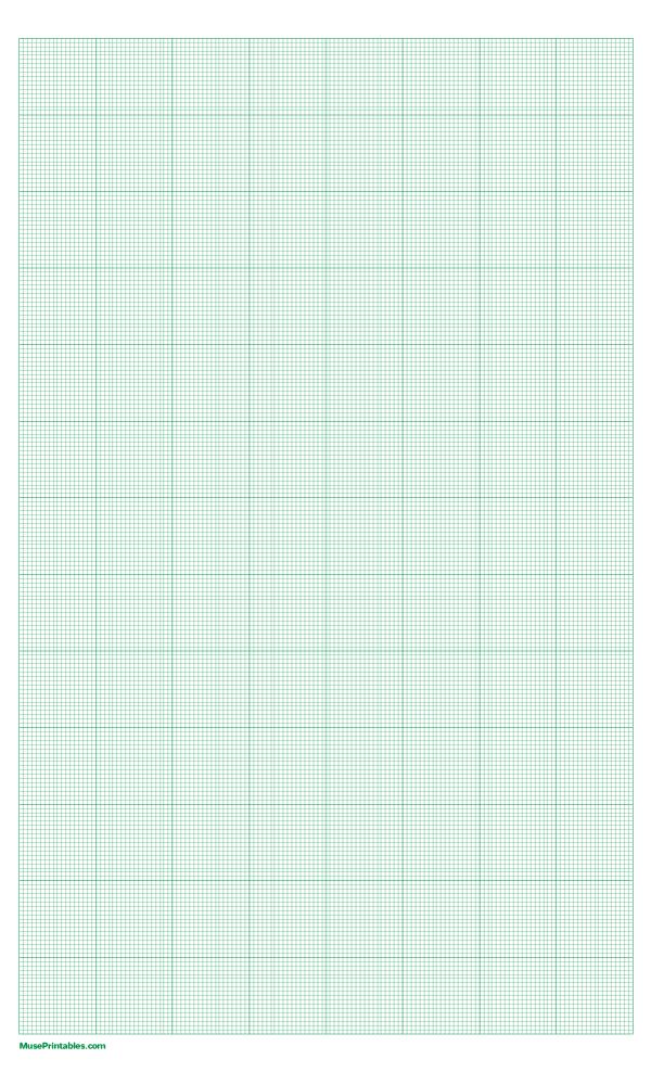18 Squares Per Inch Green Graph Paper : Legal-sized paper (8.5 x 14)