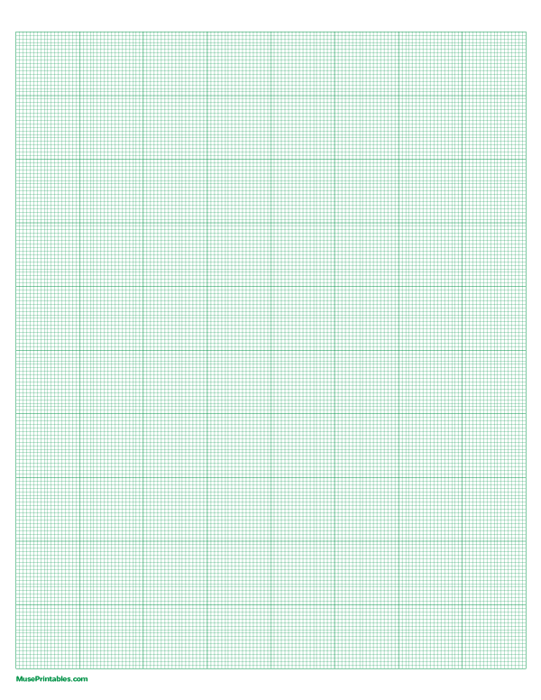 18 Squares Per Inch Green Graph Paper : Letter-sized paper (8.5 x 11)
