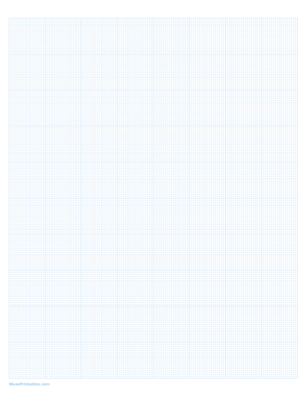 18 Squares Per Inch Light Blue Graph Paper : Letter-sized paper (8.5 x 11)