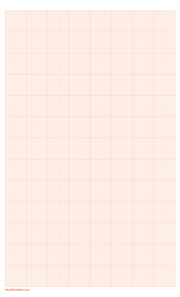 18 Squares Per Inch Orange Graph Paper : Legal-sized paper (8.5 x 14)