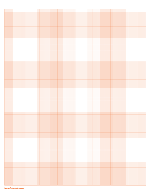 18 Squares Per Inch Orange Graph Paper : Letter-sized paper (8.5 x 11)