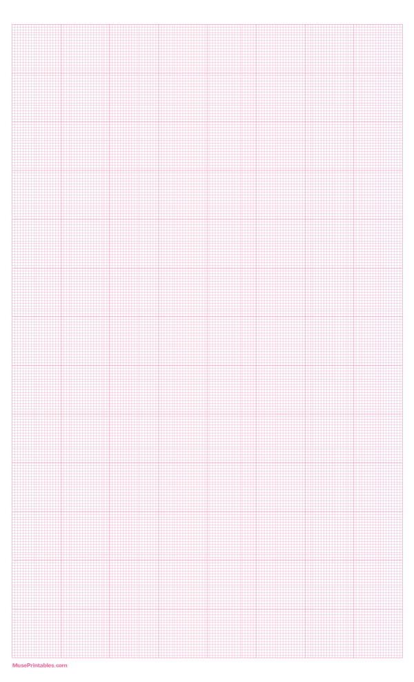 18 Squares Per Inch Pink Graph Paper : Legal-sized paper (8.5 x 14)