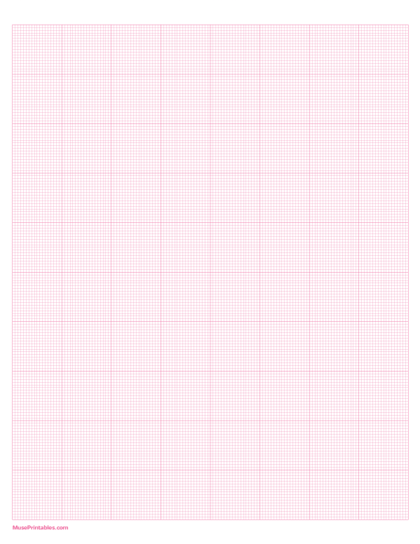 18 Squares Per Inch Pink Graph Paper : Letter-sized paper (8.5 x 11)