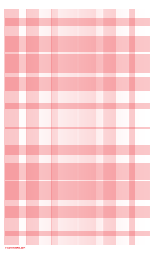 18 Squares Per Inch Red Graph Paper  - Legal