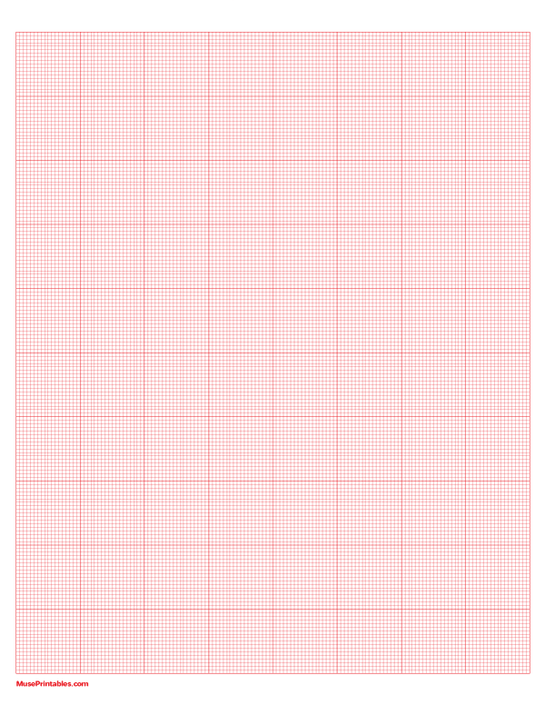 18 Squares Per Inch Red Graph Paper : Letter-sized paper (8.5 x 11)