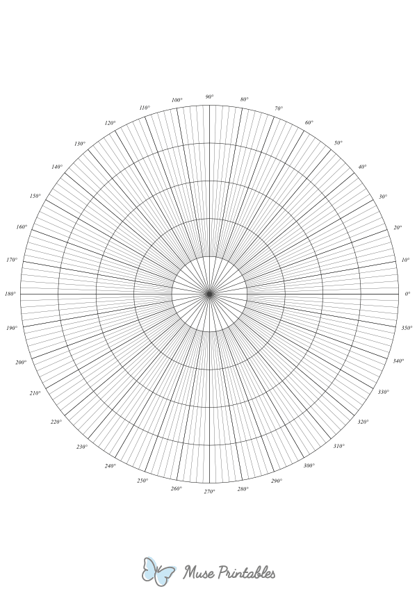 180 Spoke Degrees Polar Graph Paper : A4-sized paper (8.27 x 11.69)