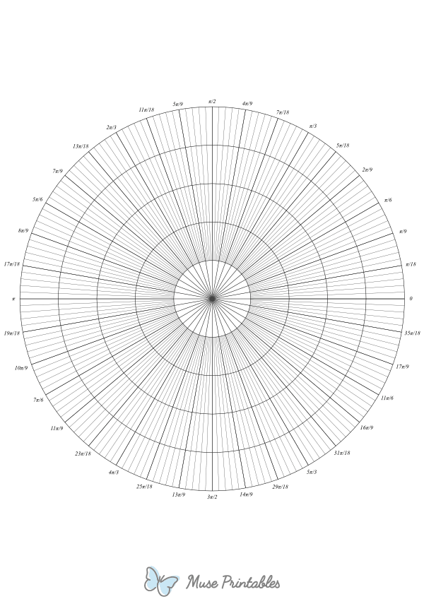 180 Spoke Radians Polar Graph Paper : A4-sized paper (8.27 x 11.69)