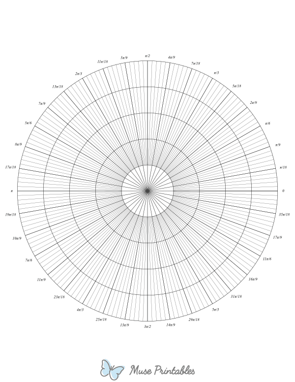 180 Spoke Radians Polar Graph Paper : Letter-sized paper (8.5 x 11)
